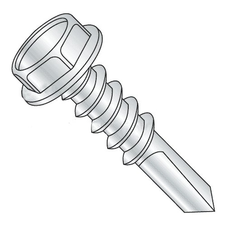 Self-Drilling Screw, 1/4-28 X 3 In, Climaseal Steel Hex Head Hex Drive, 1000 PK